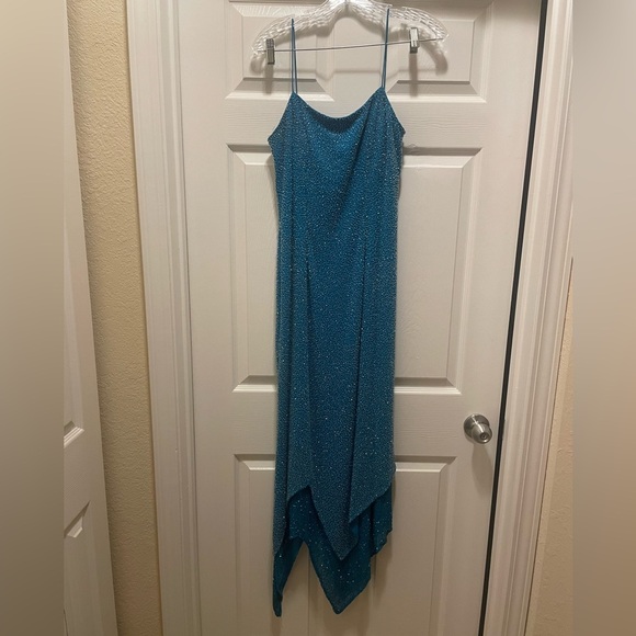 Vintage Je Matadi Fully Beaded Silk High Low Gown Size M - Picture 1 of 14